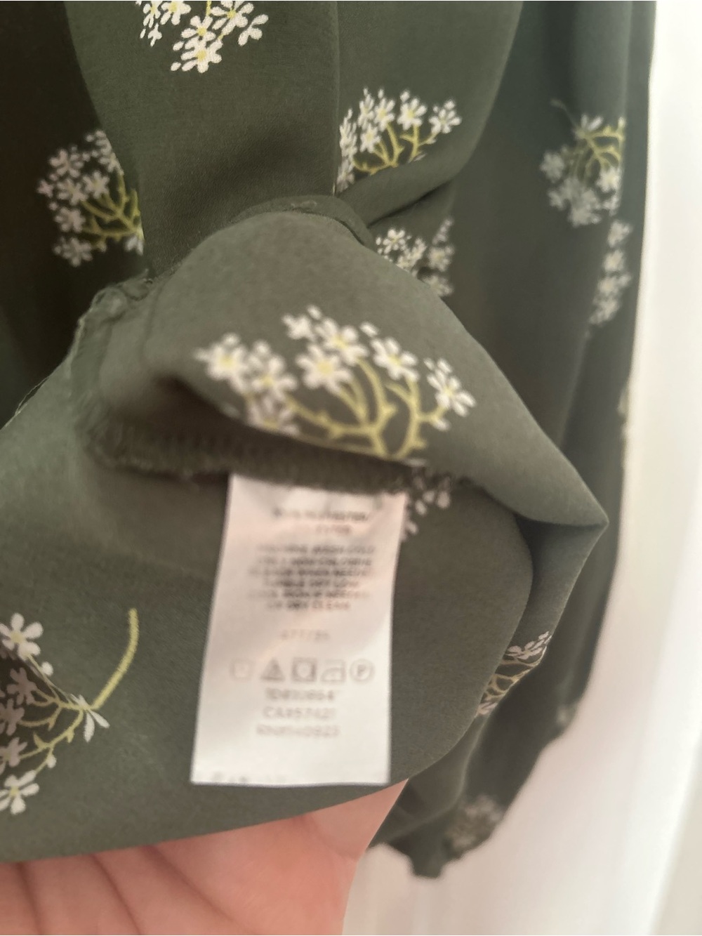 LOFT Olive Green Floral Long-Sleeve Blouse - Picture 10 of 11